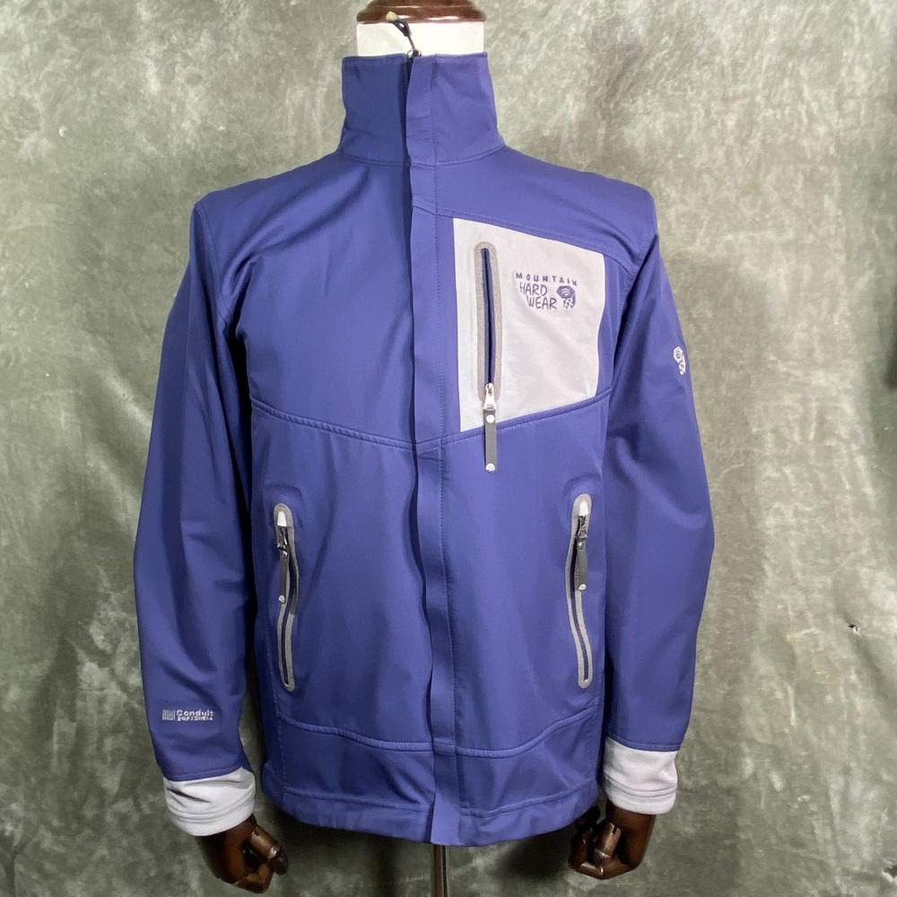 Mountain Hardwear Jacket Mens Medium Blue Gray Conduit Softshell Full Zip Hiking